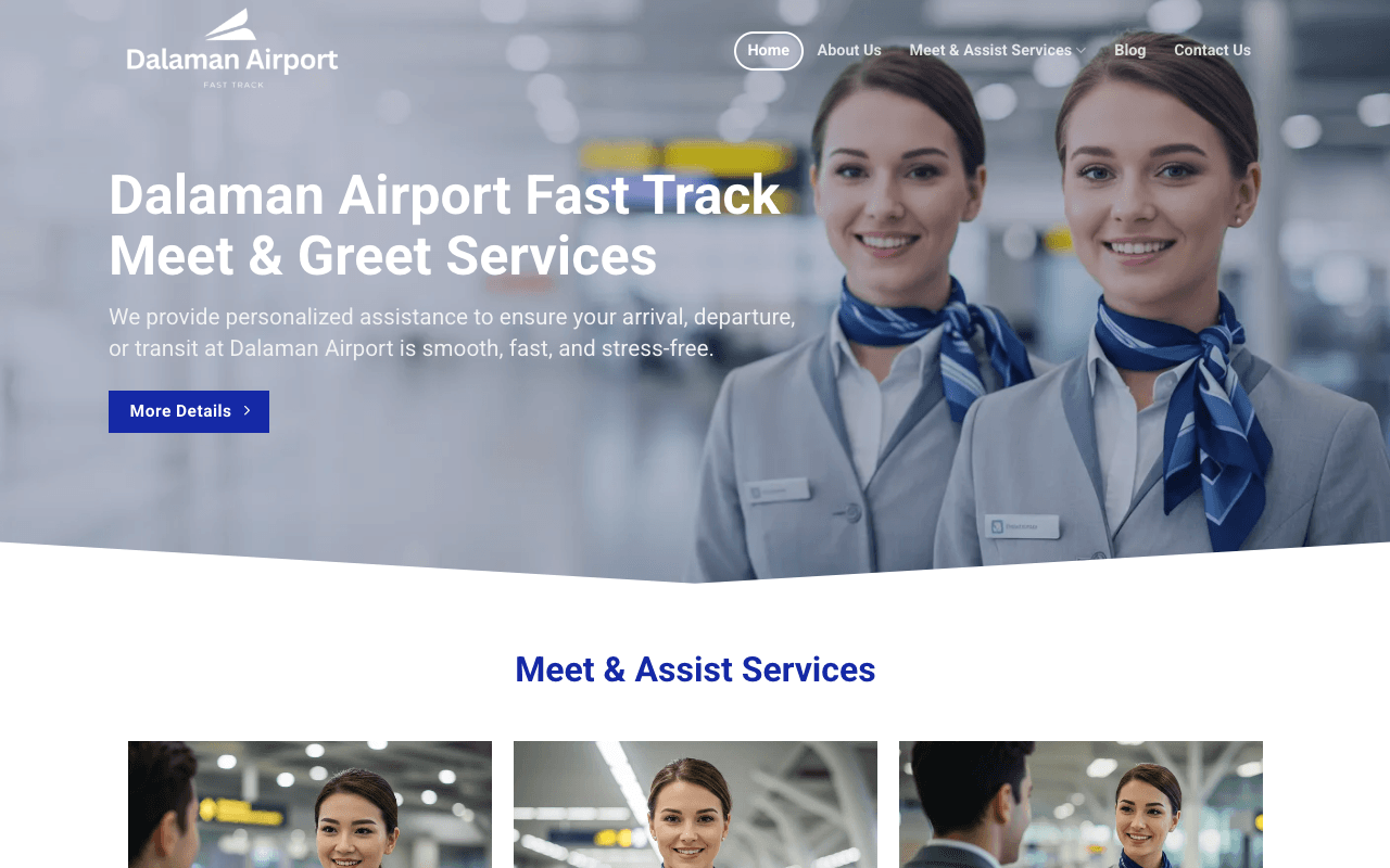 Dalaman Airport Fast Track web sitesi ekran görüntüsü