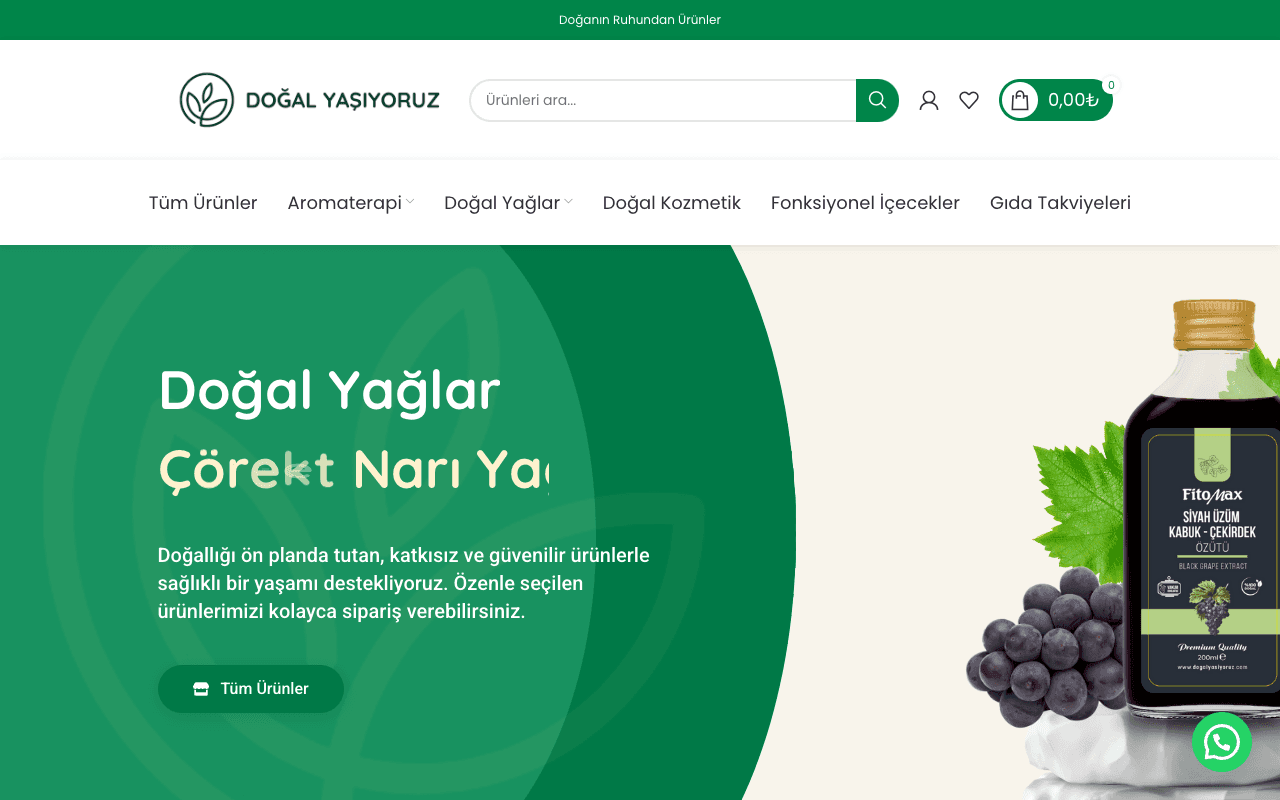 Doğal Yaşıyoruz web sitesi ekran görüntüsü