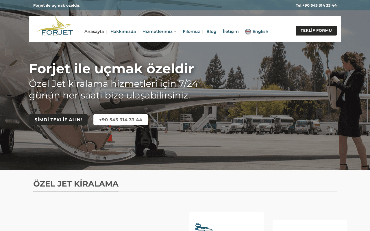 Forjet web sitesi ekran görüntüsü