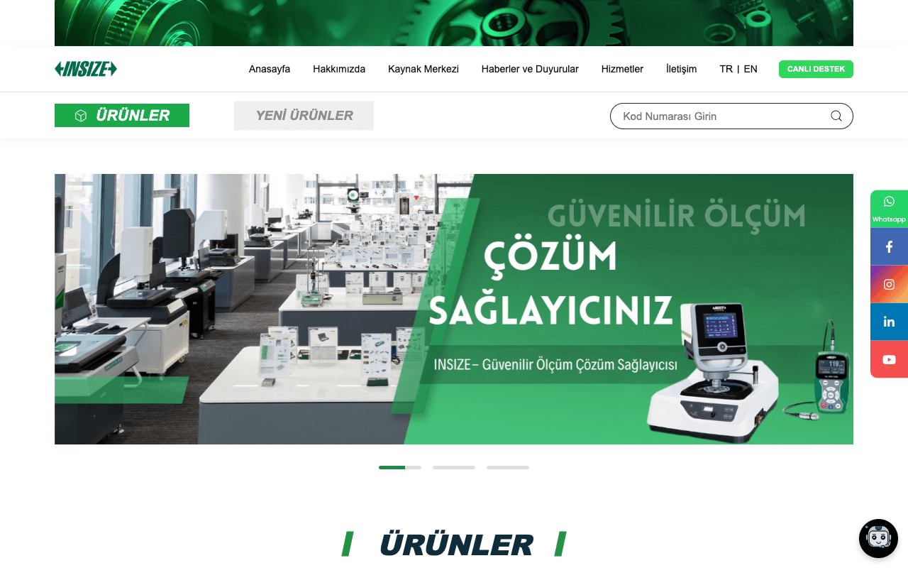 Insize Ölçüm Aletleri web sitesi ekran görüntüsü