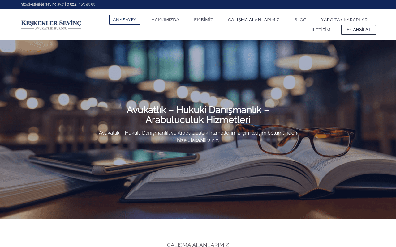Keskekler Sevinç Avukatlık web sitesi ekran görüntüsü