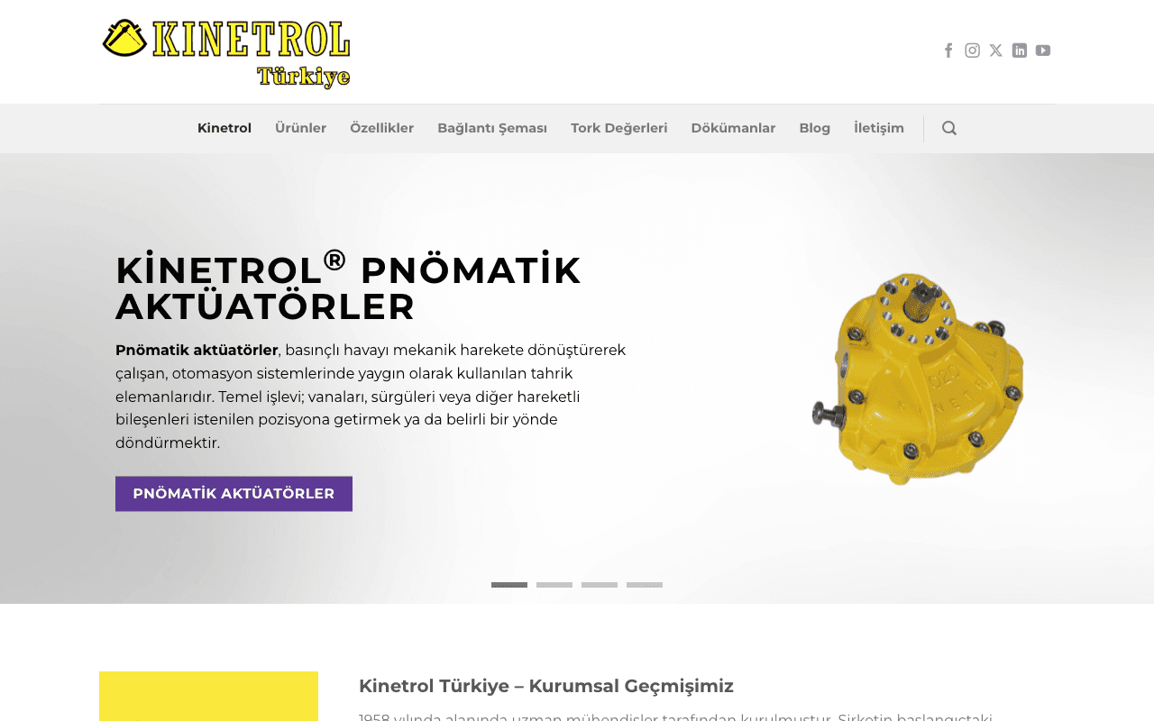 Kinetrol Türkiye web sitesi ekran görüntüsü
