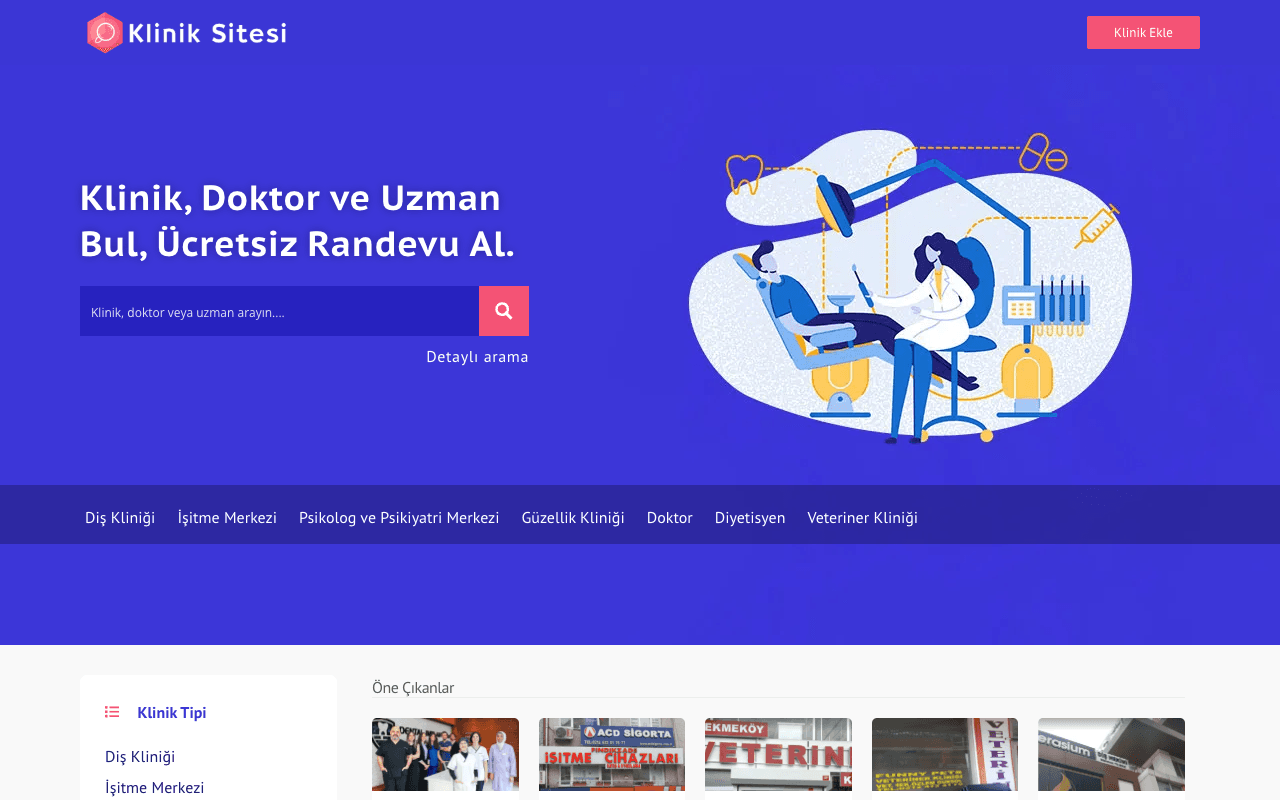 Klinik Sitesi web sitesi ekran görüntüsü