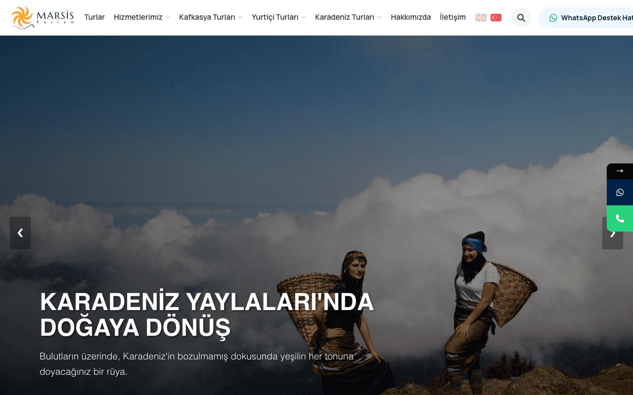 Marsis Tourism web sitesi ekran görüntüsü