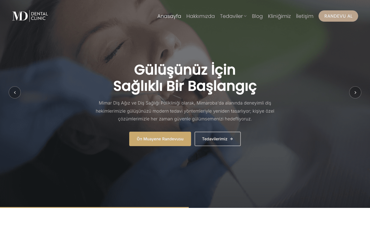 Mimar Dis web sitesi ekran görüntüsü