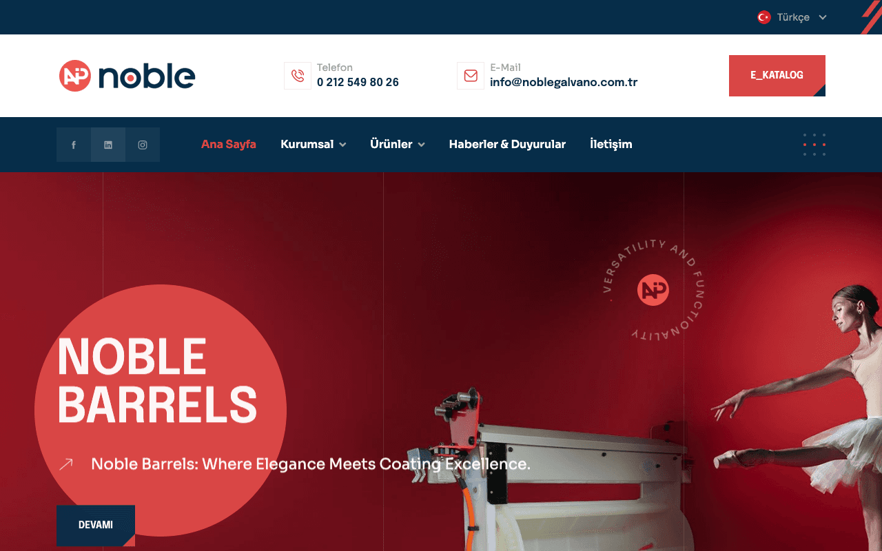 Noble Galvano web sitesi ekran görüntüsü