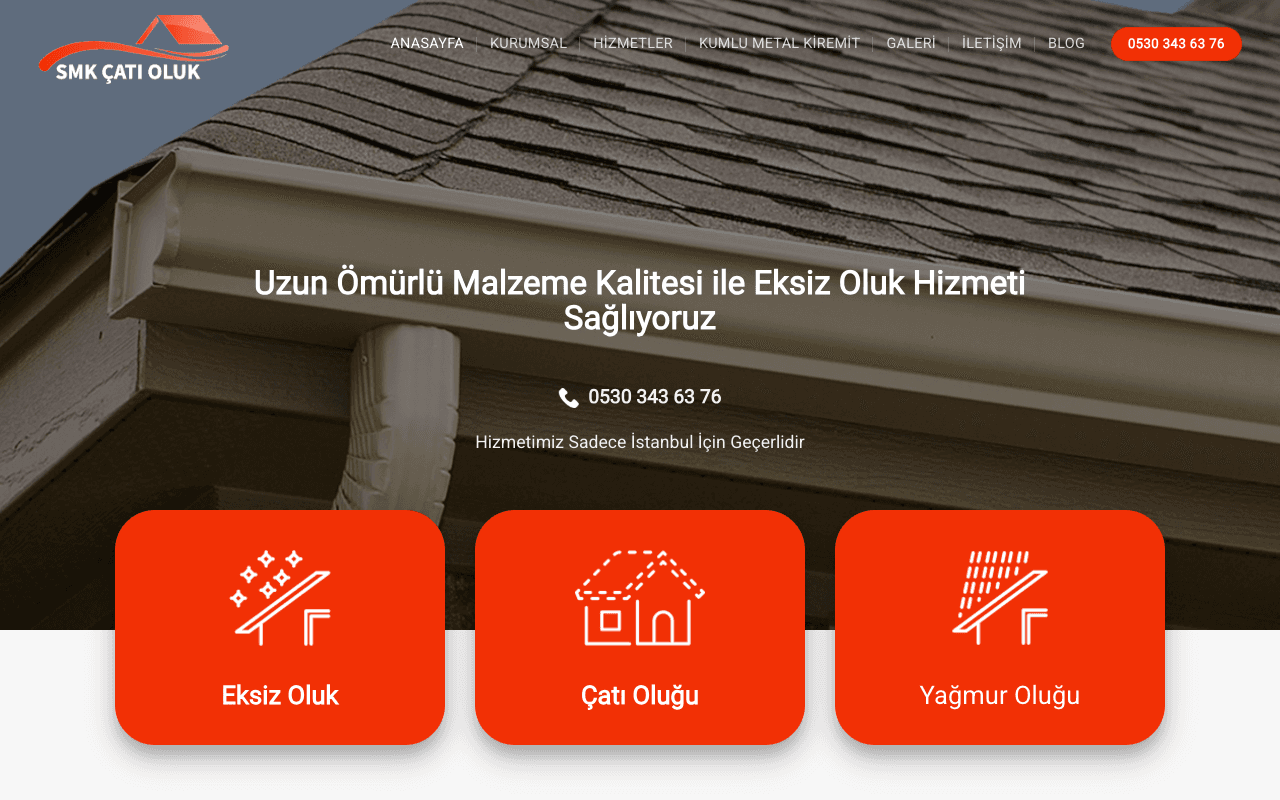SMK Çatı Oluk web sitesi ekran görüntüsü