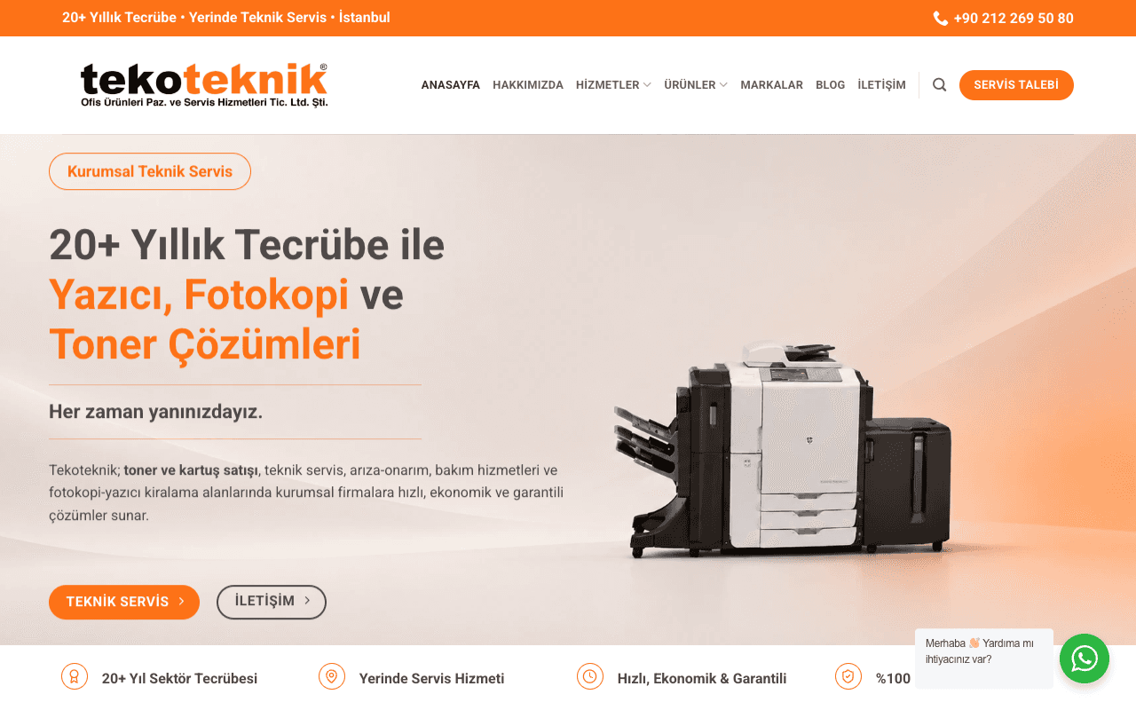 Teko Teknik web sitesi ekran görüntüsü