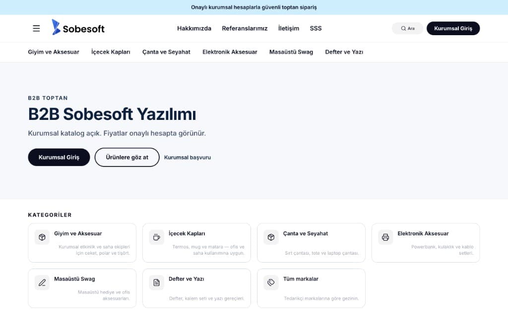 B2B Yazılım ekran görüntüsü