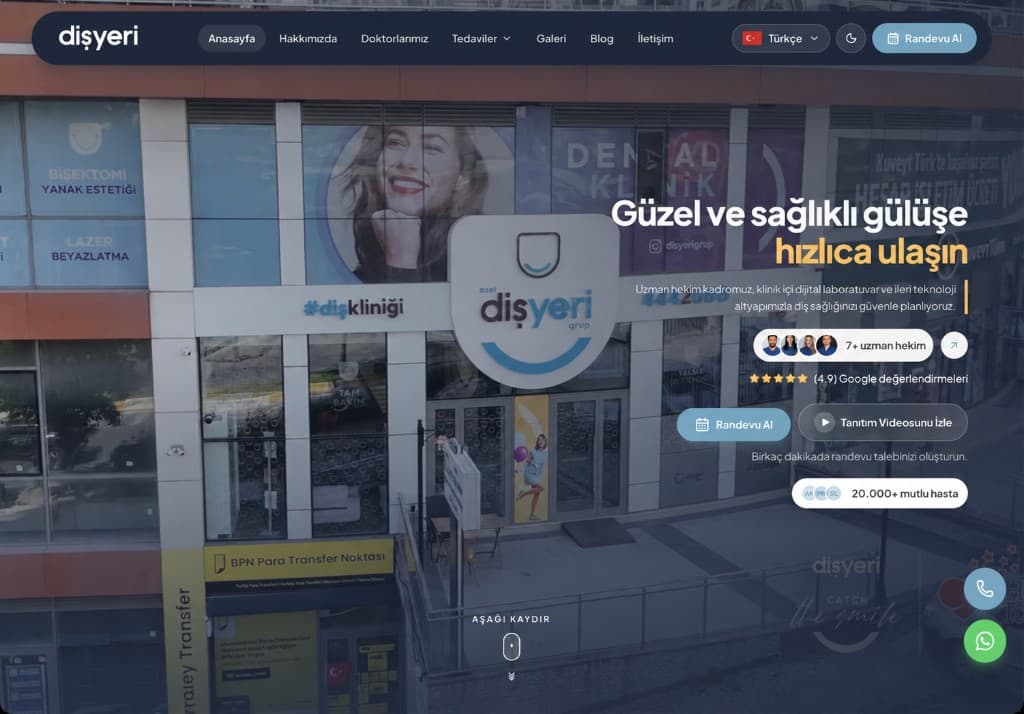 Klinik Web Sitesi + CRM ekran görüntüsü