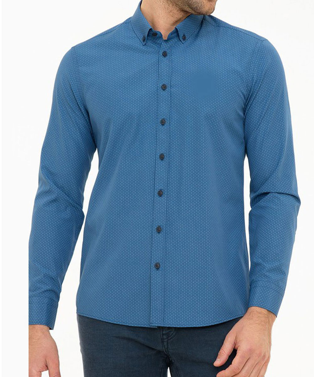 Demo Erkek Dokuma Mavi Gömlek